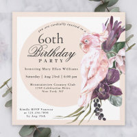 Boho Tropical Pink Parrot Floral 60e anniversaire