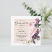 Invitation Boho Tropical Pink Parrot Floral Quinceanera (Debout devant)