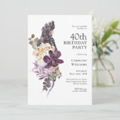 Invitation Boho Tropical Purple Parrot 40e anniversaire (Debout devant)