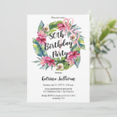 Invitation Boho Tropical Rose Floral 80e fête d'anniversaire (Debout devant)