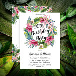 Invitation Boho Tropical Rose Floral 90e fête d'anniversaire<br><div class="desc">Belle aquarelle couleur rose floral hibiscus conception de la couronne d'anniversaire avec une végétation tropicale luxuriante et une boucle à boucle coquette rose arc. Le thème se poursuit à l'arrière avec un swag fleuri et tropical au sommet et au fond.</div>