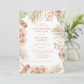 Invitation Boho Tropical Rose Mariage (Debout devant)