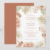 Invitation Boho Tropical Rose Mariage (Devant / Derrière)