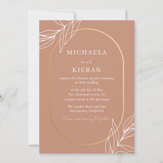 Invitation Boho Tropical Terracotta Mariage moderne (Devant)