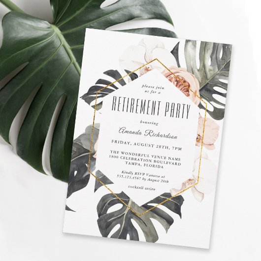 Invitation Boho Tropical Watercolor Floral Retirement Party