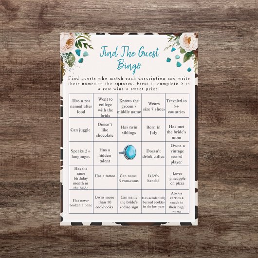 Invitation Boho Trouvez le jeu de Bingo pour la fête de douch