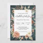 Invitation BOHO Turquoise Automne Automne Floral Anniversaire (Devant)