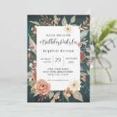 Invitation BOHO Turquoise Automne Automne Floral Anniversaire (Debout devant)