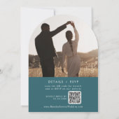 Invitation Boho Turquoise Bleu Photo QR Code Arch Mariage (Dos)