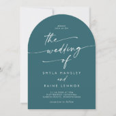 Invitation Boho Turquoise Bleu Photo QR Code Arch Mariage (Devant)