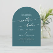 Invitation Boho Turquoise Blue Photo Arch Mariage espagnol (Debout devant)