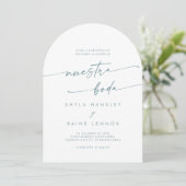 Invitation Boho Turquoise et blanc Arche photo Mariage espagn (Debout devant)