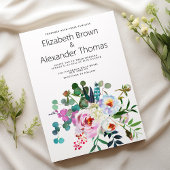 Invitation Boho turquoise rose blanc mariage