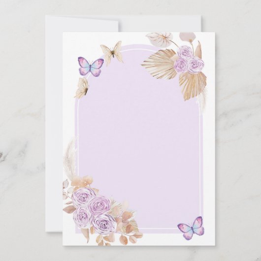 Invitation Boho TWIN Fille Première Sainte Communion Fleurs p (Dos)