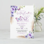 Invitation Boho Twin Purple Papillon Premier anniversaire Flo (Debout devant)