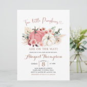 Invitation Boho Twin rose et blanc Baby shower Citrouille (Debout devant)