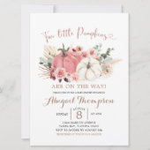 Invitation Boho Twin rose et blanc Baby shower Citrouille (Devant)