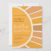 Invitation Boho Twins Premier voyage autour du soleil Photo 1 (Devant)