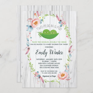 Invitation Boho Two Peas dans le Baby shower des jumeaux Pod
