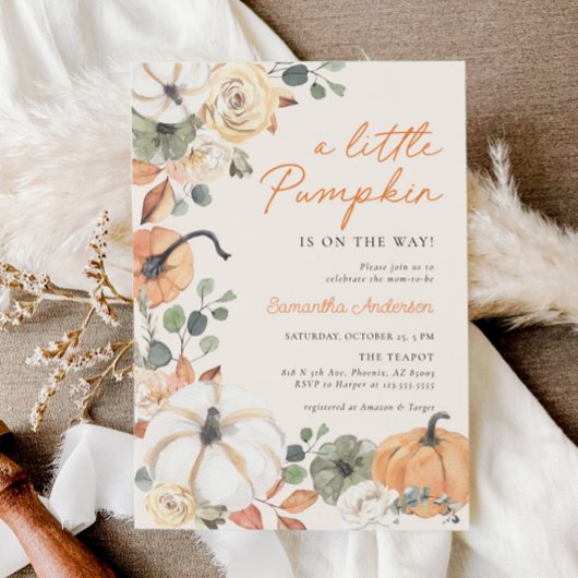 Invitation Boho Un Baby shower Floral Un Peu Citrouille