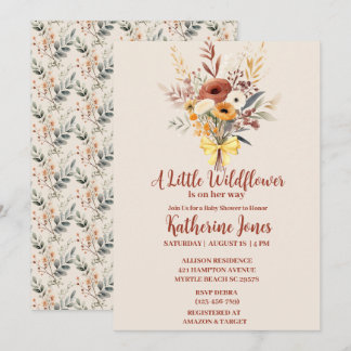 Invitation Boho Un Petit Baby shower De Fille Fleur sauvage