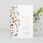 Invitation Boho Un Petit Baby shower De Fille Fleur sauvage (Debout devant)