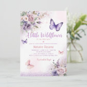 Invitation Boho Un Petit Papillon Floral Girl Baby shower (Debout devant)