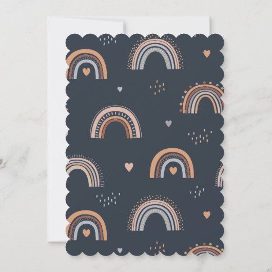 Invitation Boho Unicorn Moderne Marine Girls mignonne Anniver (Dos)