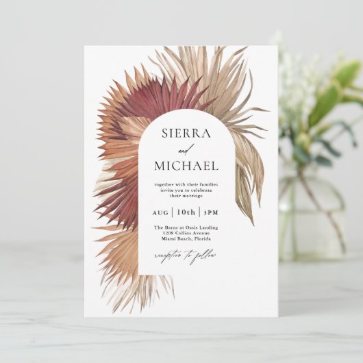 Invitation Boho Ventilateur Tropical Palms Élégance côtière (Debout devant)