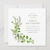 Invitation Boho Verdure Aquarelle Fête des mariées florale (Devant)