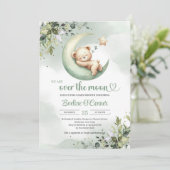 Invitation Boho verdure au-dessus de la lune en peluche bébé (Debout devant)