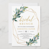 Invitation Boho verdure eucalyptus cadre or brunch nuptial (Devant)