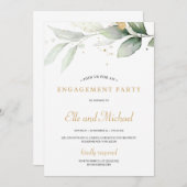 Invitation Boho verdure eucalyptus or éclabousser fiançailles (Devant / Derrière)