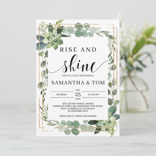 Invitation Boho verdure feuillage de succulente lever et bril (Debout devant)