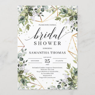 Invitation Boho verdure feuillage feuille cadre or nuptiale