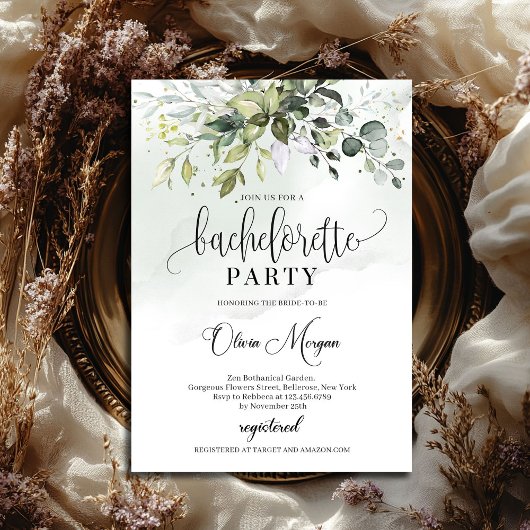 Invitation Boho verdure feuillage moderne bachelorette fête