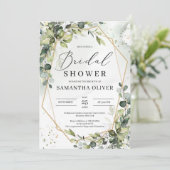 Invitation Boho verdure feuillage or cadre Fête des mariées (Debout devant)