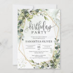 Invitation Boho verdure feuille d'or géométrique fête d'anniv<br><div class="desc">Boho verdure feuille or géométrique invitation de fête d'anniversaire,  Contactez-moi pour les articles correspondants ou pour la personnalisation,  Roses Blush ©</div>