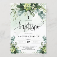 Boho verdure fleurs succulentes feuillage baptême
