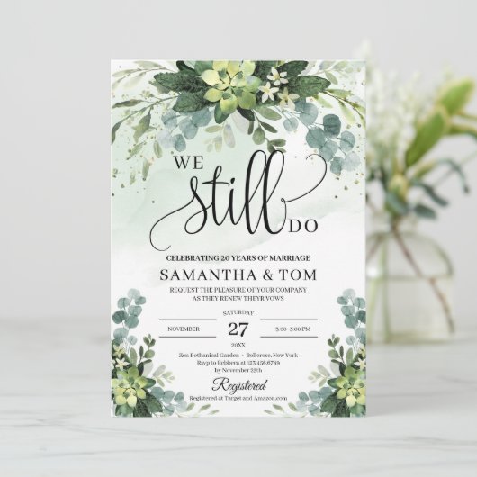 Invitation Boho verdure succulent eucalyptus nous faisons enc (Debout devant)