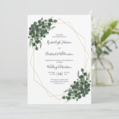 Invitation Boho Vert aquarelle Eucalyptus Mariage géométrique (Debout devant)