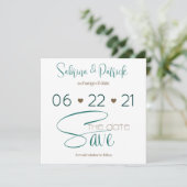 Invitation BOHO Vert Chasseur Typographie Enregistrer la Date (Debout devant)