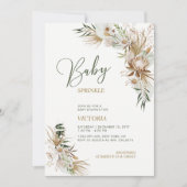 Invitation Boho vert et or Botanical Baby Sprinkle (Devant)