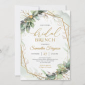 Invitation Boho vert eucalyptus feuillage brunch nuptial (Devant)