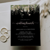 Invitation Boho vert Fleur sauvage Mariage noir Brunch