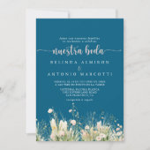 Invitation Boho vert Fleur sauvage Marine Nuestra Boda Mariag (Devant)