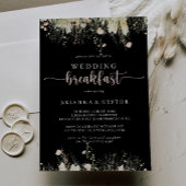 Invitation Boho vert Fleur sauvage noir Mariage petit déjeune