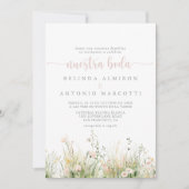 Invitation Boho vert Fleur sauvage Nuestra Boda Mariage (Devant)
