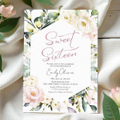 Invitation Boho Vert Floral Frame Sweet 16