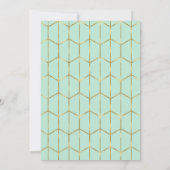 Invitation Boho Vert Menthe Hexagone Géométrique Doré Mariage (Dos)